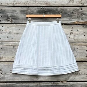 J. Crew Striped Eyelet Skirt Poly White Perforated Women’s Size 0